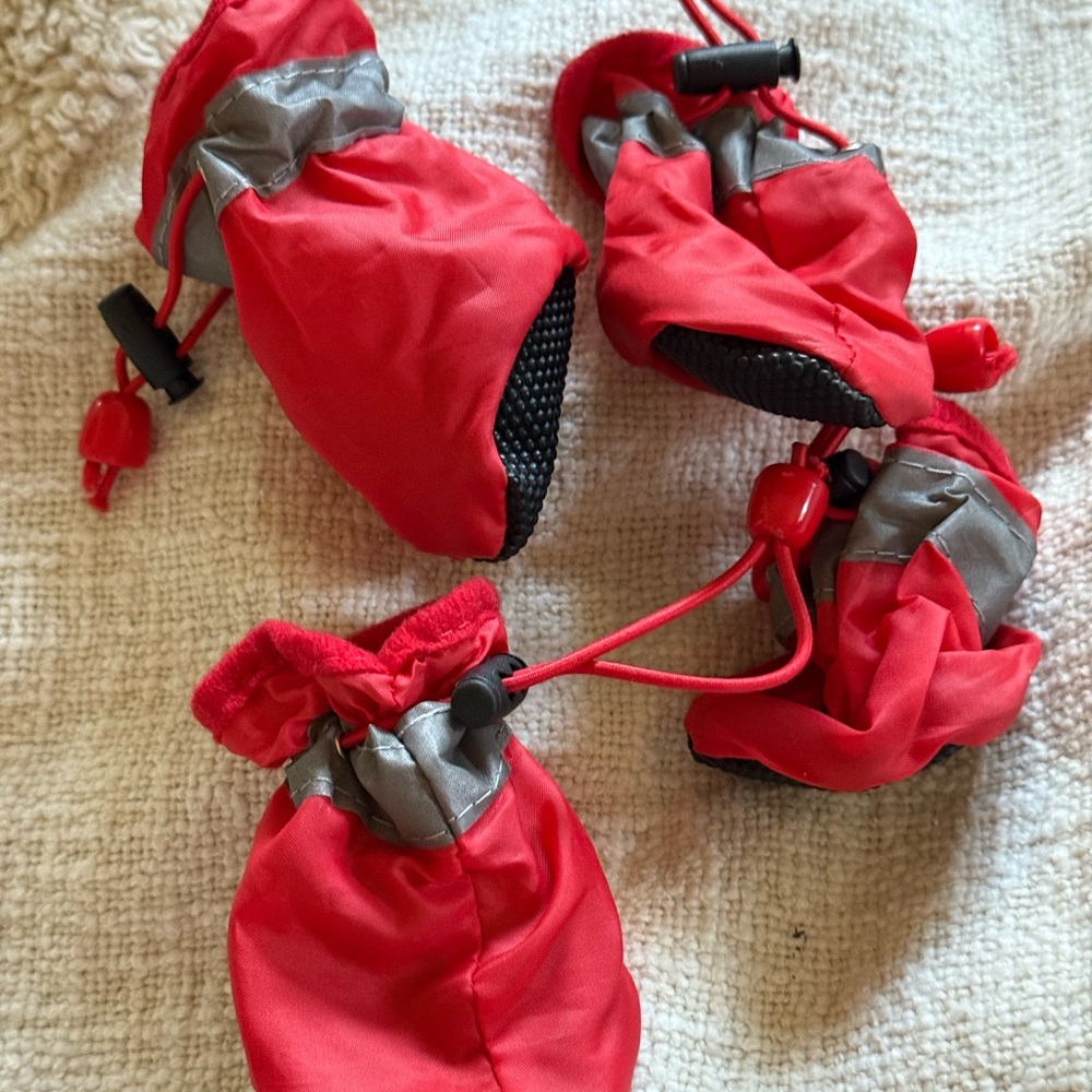 Red and Gray Dog Booties